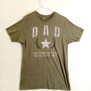Dad Fathers Day Shirt Adult Medium Men's Short Sleeve Green Army‎ Theme